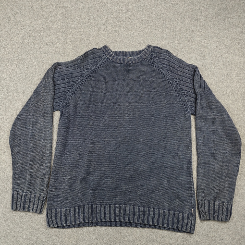 Woolrich Sweater Mens 2XL Deep Navy Crew Neck Knit Pullover Ramie Cotton